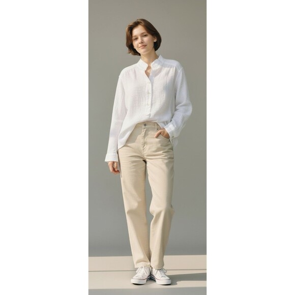 J. Jill Tops - J Jill NEW womens white tab sleeve gauze pullover blouse XL 100% cotton breezy